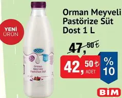 DOST ORMAN MEYVELİ PASTÖRİZE SÜT 1 L fiyat ve kampanya bilgisi